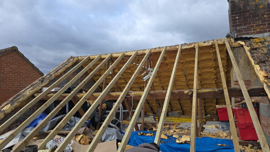 This is a photo of completed roof spray foam removal job in Leicestershire.